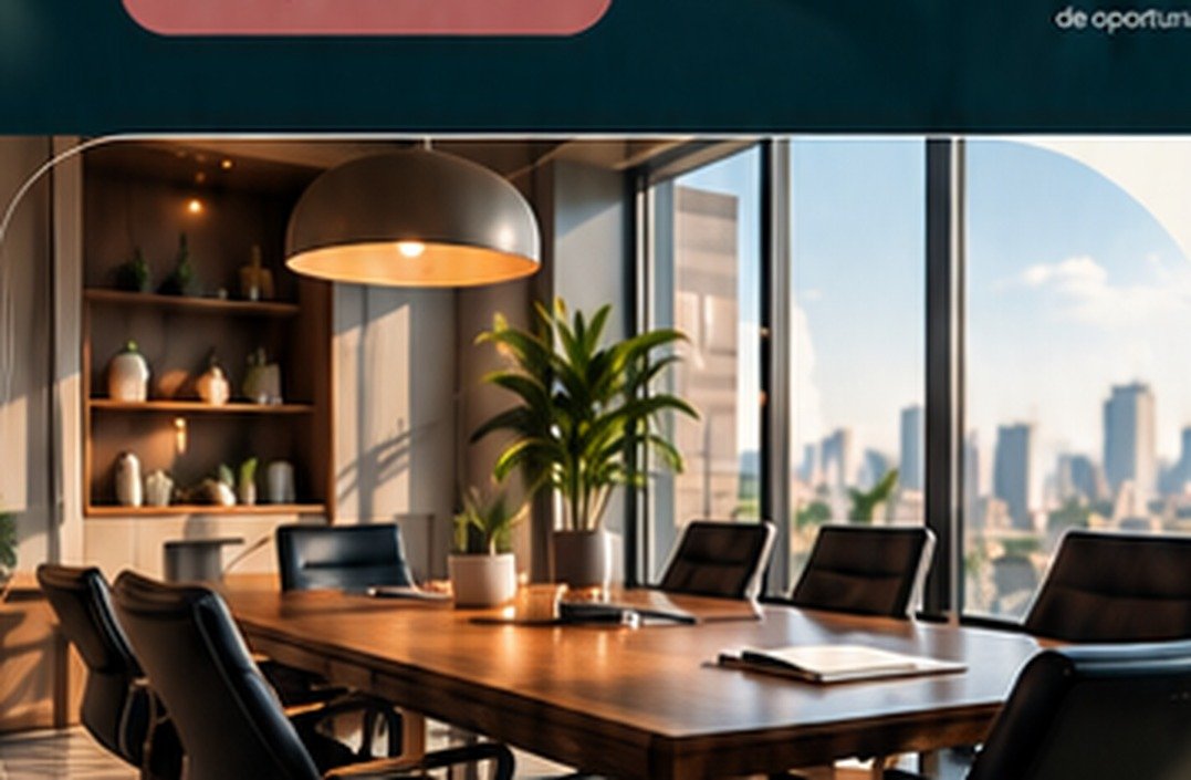 Sala de reuniões executiva com mesa e cadeiras